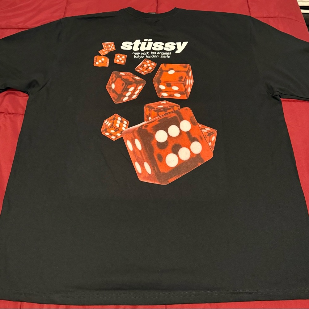 Stussy Black Tee with White Logo - Picture 3 of 5